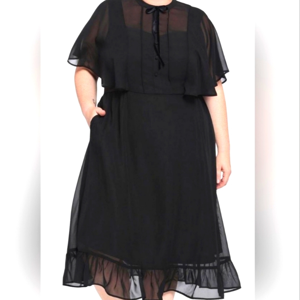 Hottopic Flutter Sleeve Midi Chiffon Dress